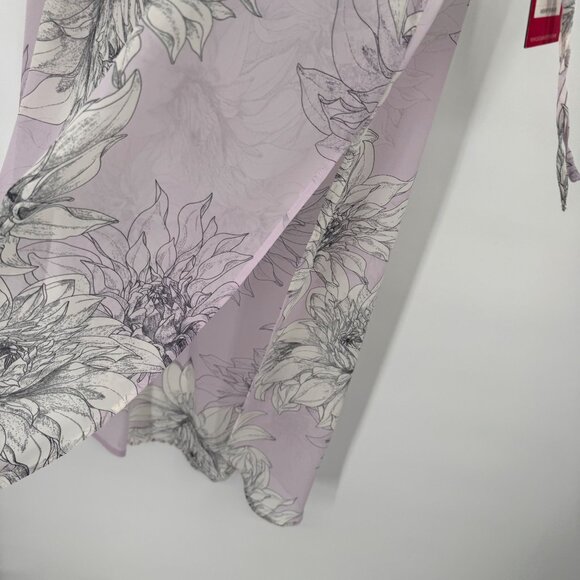 Vince Camuto Floral Print Lilac tunic cover up semi sheer size medium new $99 - Picture 9 of 11